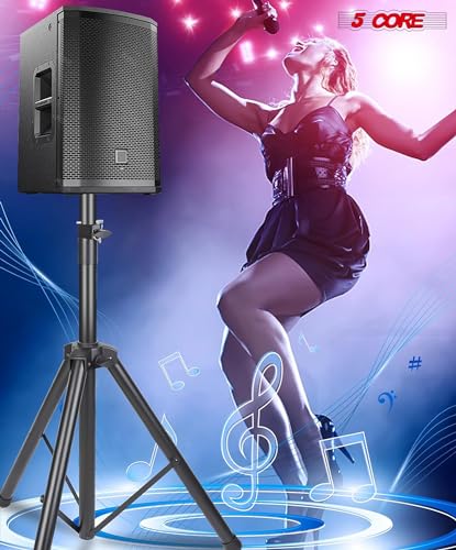 5 Core Speaker Stand Pair Tripod Floor Heavy Duty Adjustable Up to 72 Inch DJ Studio Monitor Stands Pole Mount - SS HD 2PK BLK WOB