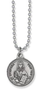 saint dymphna necklace patron saint of anxiety, stress, and mental health catholic jewelry - silver oxidized round 7/8" st dymphna medal with 24" adjustable hypoallergenic ball chain - made in italy