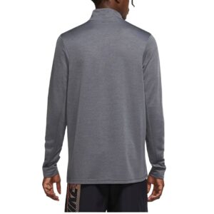 Nike Men’s Breathe Superset Iron Grey ¼ Zip (Quarter Zip) Training/Running Lightweight Long Sleeve Baselayer Shirt, Black Swoosh, Dri-Fit Wicks Moisture, Style CZ1212/Color 068, Size Small