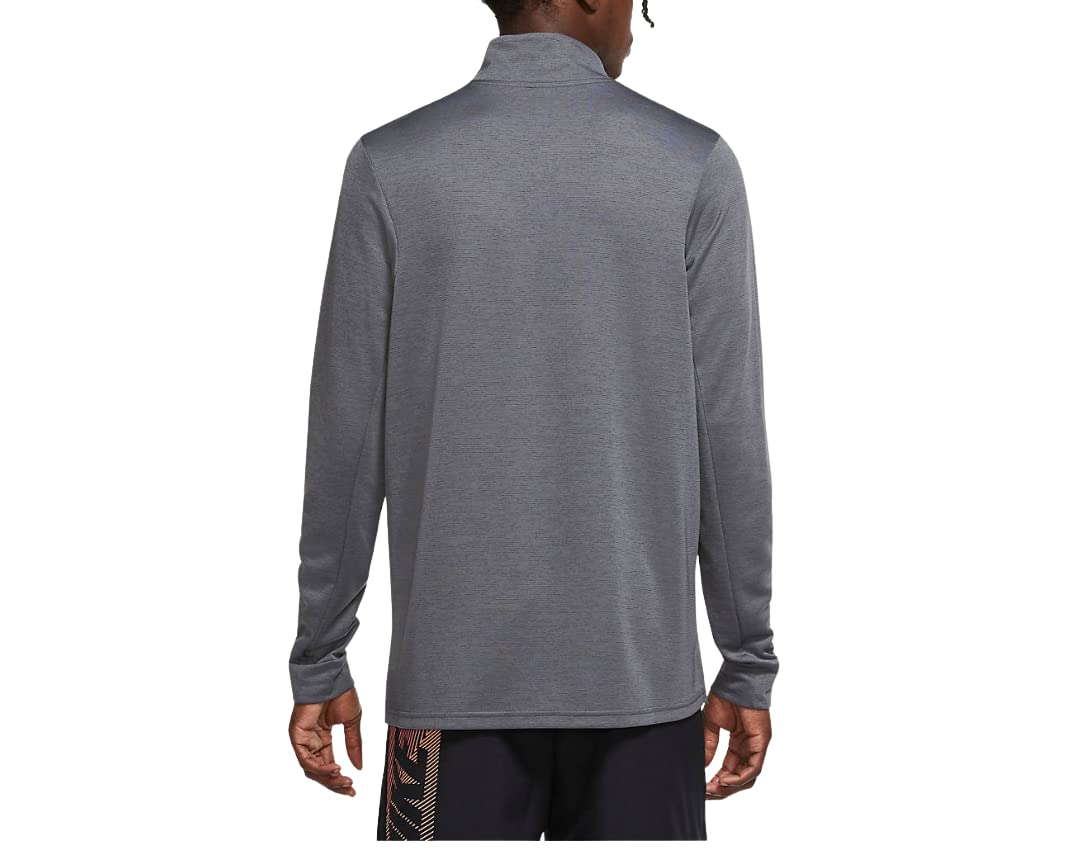 Nike Men’s Breathe Superset Iron Grey ¼ Zip (Quarter Zip) Training/Running Lightweight Long Sleeve Baselayer Shirt, Black Swoosh, Dri-Fit Wicks Moisture, Style CZ1212/Color 068, Size Small