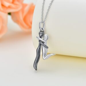 LELOUCHY Hug Necklace for Women 925 Sterling Silver Couple Necklace Birthday Valentine's Day Christmas Gifts for Wife Girlfriend Daughter