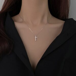 Luxval Cross Necklace for Women 14k Silver Plated Tiny Cross Pendant Necklace for Women Simple Layered Cross Necklaces for Women