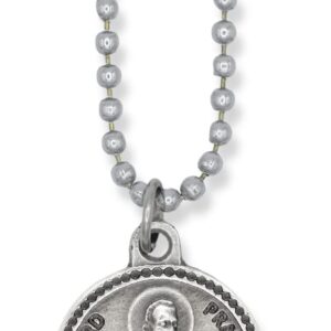 Saint Gerard Necklace Patron Saint of Fertility & Pregnancy Catholic Jewelry - Silver Oxidized Round 7/8" St Gerard Medal with 24" Adjustable Hypoallergenic Ball Chain - Made in Italy