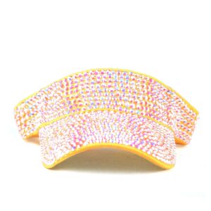 Gudessly Shiny Rhinestones Sport Sun Visor Adjustable Summer Cap Visor Caps for Women Men Yellow