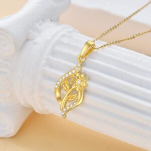 Rikelus 14K Gold Sunflower Necklace for Women Solid Gold Infinity Pendant Necklace Sunflower Jewelry Dainty Flower Necklace Christmas Birthday Gift for Girlfriend Wife Mom Her 16+1+1 inch (Infinity)