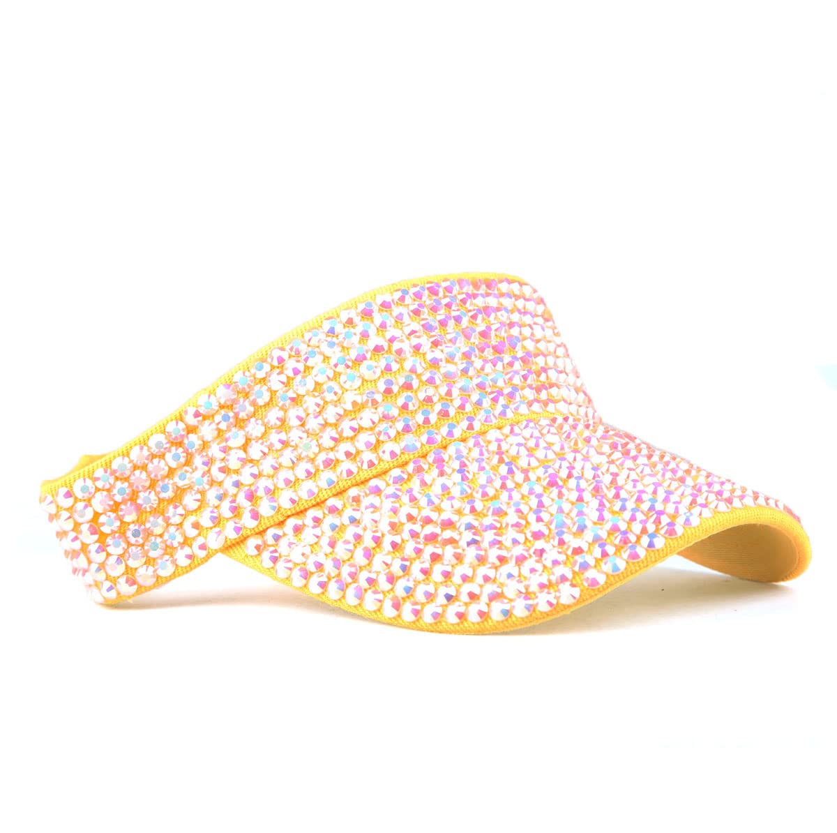 Gudessly Shiny Rhinestones Sport Sun Visor Adjustable Summer Cap Visor Caps for Women Men Yellow