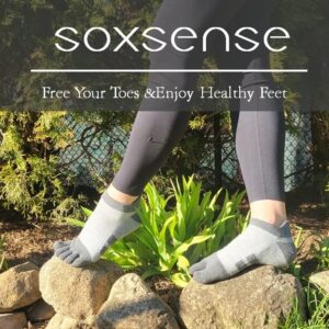 ss soxsense Toe Socks for Men and Women Athletic Running Five Finger Socks with Premium Cotton LightWeight (Size 6-14) (US, Alpha, Large, Regular, Regular, Black)