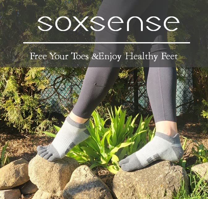 ss soxsense Toe Socks for Men and Women Athletic Running Five Finger Socks with Premium Cotton LightWeight (Size 6-14) (US, Alpha, Large, Regular, Regular, Black)