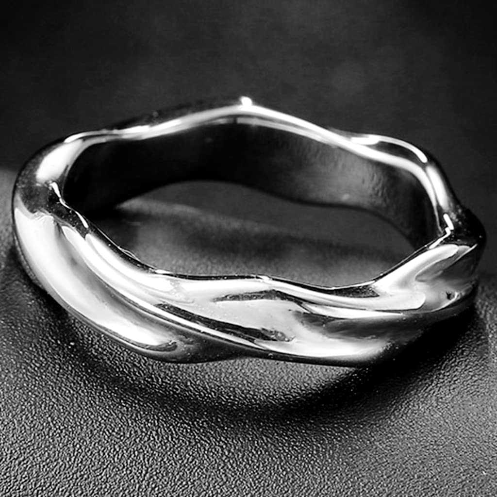 Eternllery Size 4-13 Stainless Steel Twisted Braided Classic Simple Plain Stackable Wedding Band Ring (Silver, 7)