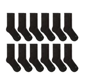 all in motion men's crew cushion athletic socks 12pk - (black, 6-12)