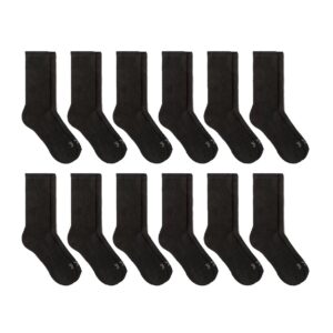 All in Motion Men's Crew Cushion Athletic Socks 12pk - (Black, 6-12)