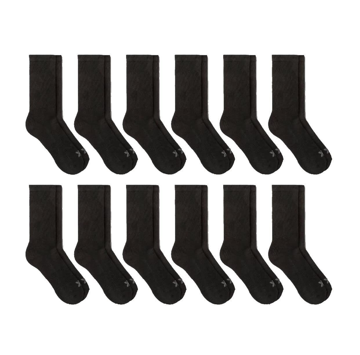 All in Motion Men's Crew Cushion Athletic Socks 12pk - (Black, 6-12)