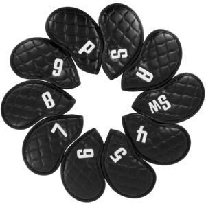 pinmei golf iron head cover 10pcs synthetic leather velcro closure fit all brands golf club head cover for callaway ping taylormade cobra etc