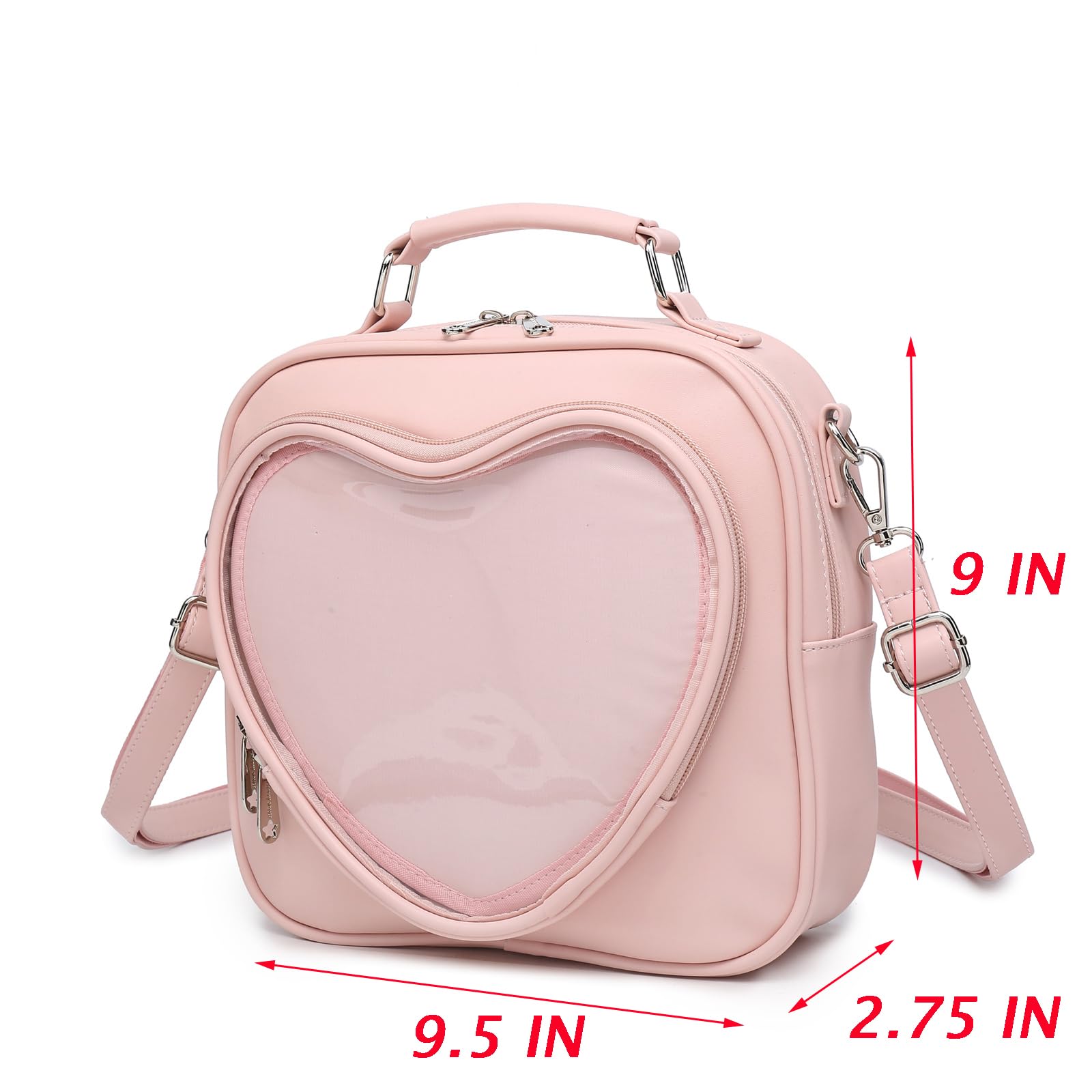 RAINBOW SMILE Ita Bag Multi-Purpose Backpack Crossbody Heart Purse Kawaii Pin Display with Insert