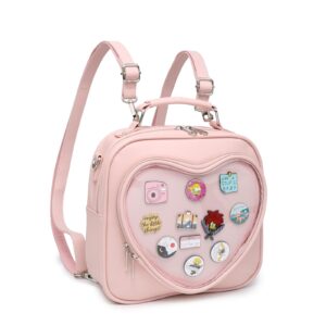 RAINBOW SMILE Ita Bag Multi-Purpose Backpack Crossbody Heart Purse Kawaii Pin Display with Insert