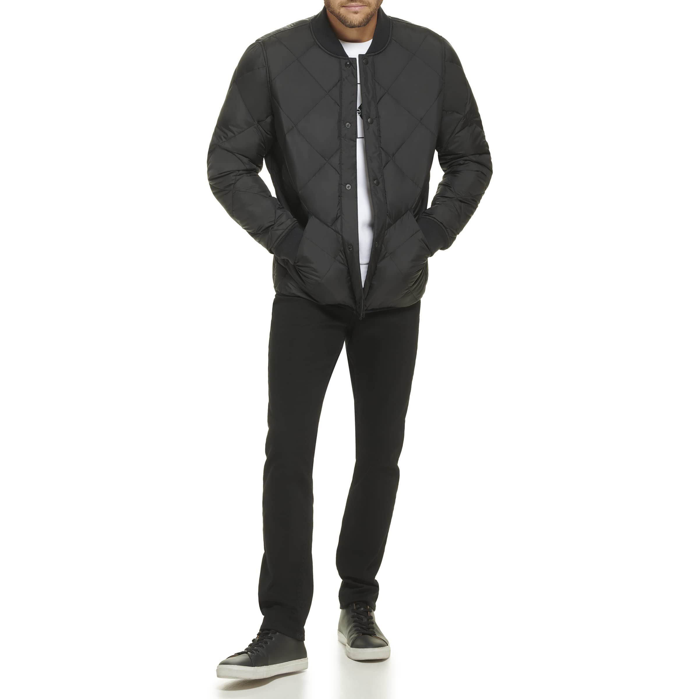 Calvin Klein Men's Reversible Diamond Quilted Jacket, Black, Large