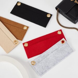 WADORN 5 Colors Purse Felt Insert Organizer, Women Clutch Bag Convert Lined Pochette Envelope Bag Insert Liner with Eyelet Bag in Bag Inner Pocket for WOC Purse, 6.69x2.76 Inch