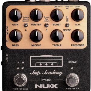 Briskdrop NUX NGS-6 Amp Academy Amp Modeler Guitar Pedal - Bundle with 2 Instrument, 2 Patch, 1/4'' TRS and XLR Cables, Brown,Red