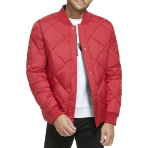 calvin klein men's reversible diamond quilted jacket, deep red, medium