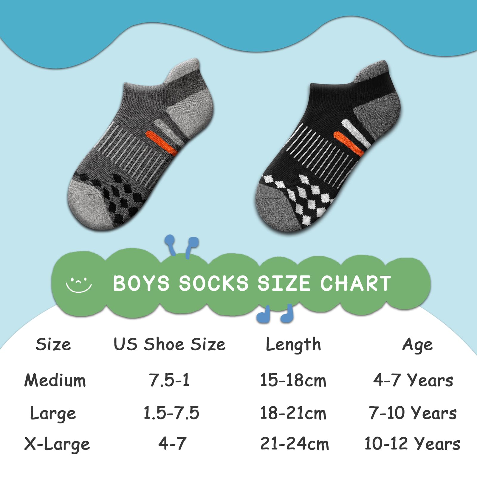 Comfoex 10 Pairs Boys Socks Ankle Athletic Socks For Big Little Kids Cotton Half Cushioned Socks