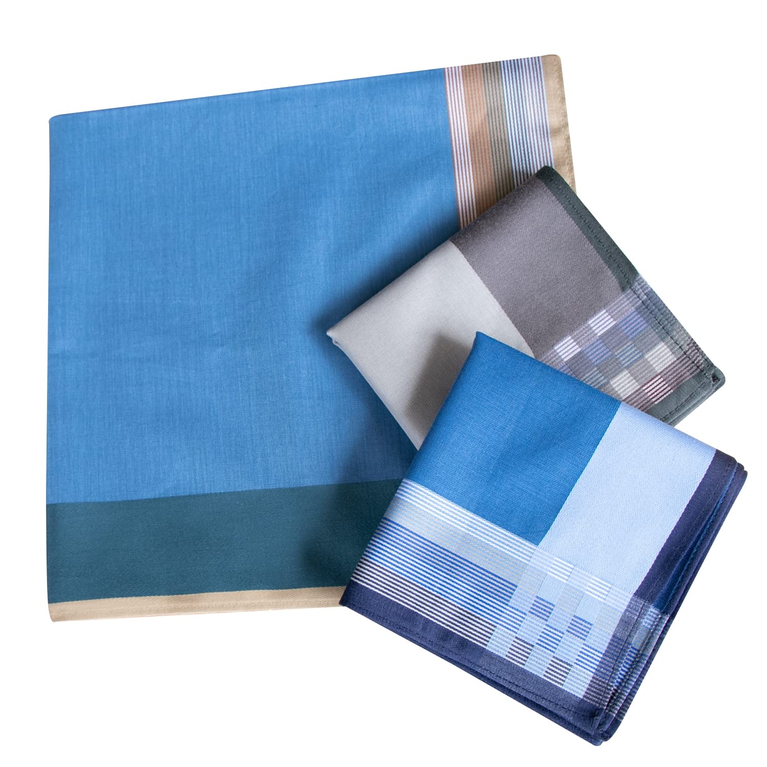 SrffbreMeOly Mens 100% Soft Cotton Handkerchiefs Plaid Hanky Pocket Square Hankies 3Pcs