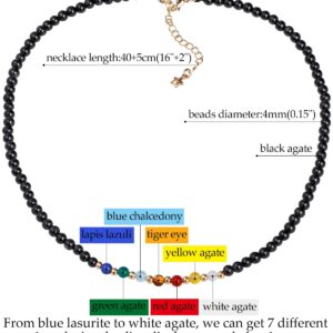 Jewever 7 Chakra Beaded Choker Necklace for Women Black Agate Healing Crystals and Gemstones Meditation Yoga Balance Jewelry