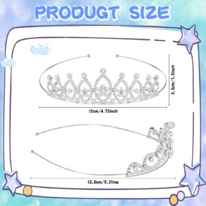 Yunlly 48 Pieces Crystal Tiara Crowns Set Princess Party Tiaras Bulk Silver Rhinestone Crown Accessories for Child Girls Birthday Prom (Classic Style)