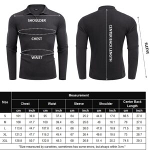 COOFANDY Men's Long Sleeve 1/4 Zip Polo Shirts Slim Fit Basic Designed Muscle Fit T Shirts Dark Grey