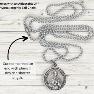 Saint Gerard Necklace Patron Saint of Fertility & Pregnancy Catholic Jewelry - Silver Oxidized Round 7/8" St Gerard Medal with 24" Adjustable Hypoallergenic Ball Chain - Made in Italy