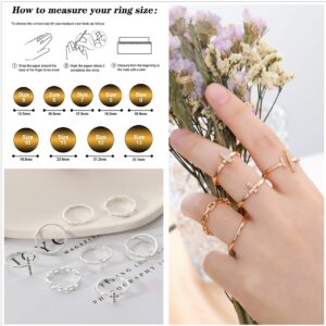 Honsny 14K Gold Plated Stacking Rings Set for Women, Stackable Knuckle Thumb Rings Thin Dainty Silver Rings for Teen Girls Wedding Eternity Band Simple Rose Gold Ring Size 4-11