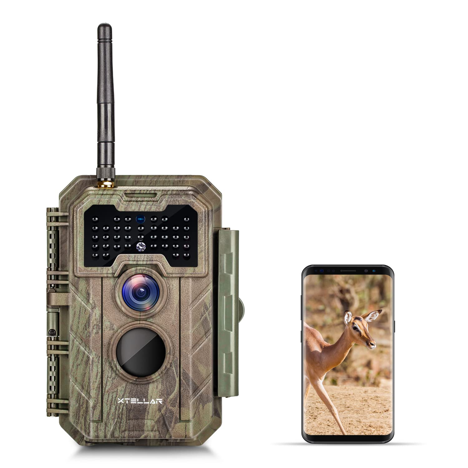 Xtellar Trail Camera WiFi 32MP 1296P IP66 Waterproof with Clear Night Vision and Passive Infrared Motion Sensors for Hunting Scouting Range Control and Wildlife Researching (Camo Brown)