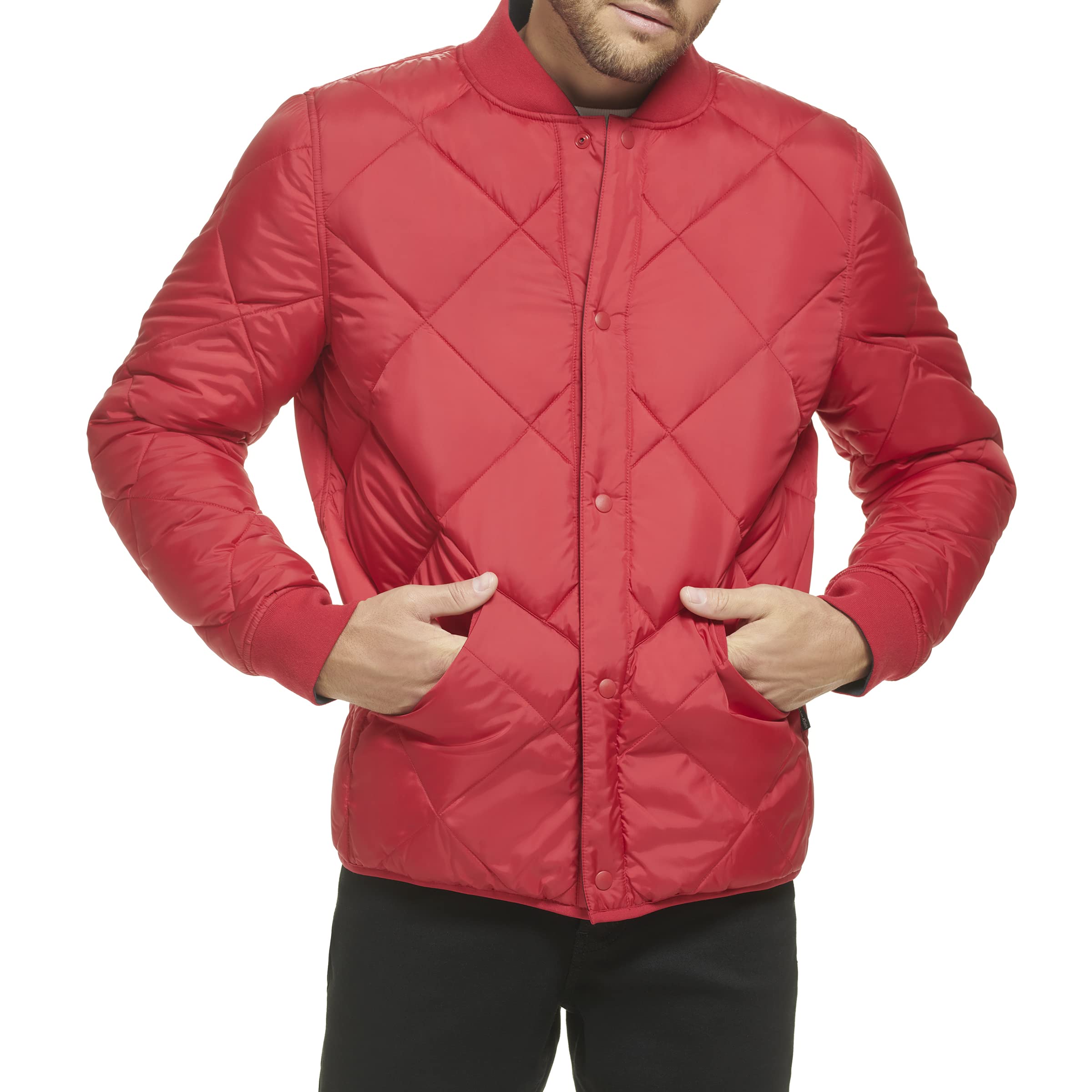 Calvin Klein Men's Reversible Diamond Quilted Jacket, Deep Red, Medium