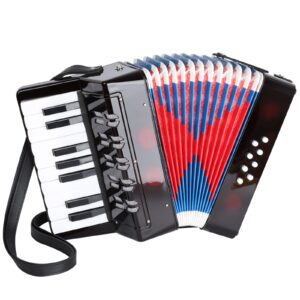 AIMEIS Kids Accordion 17 Piano Keys 8 Bass Button Accordion,Mini Accordian Musical Instrument Gifts for Child Adults (Black)