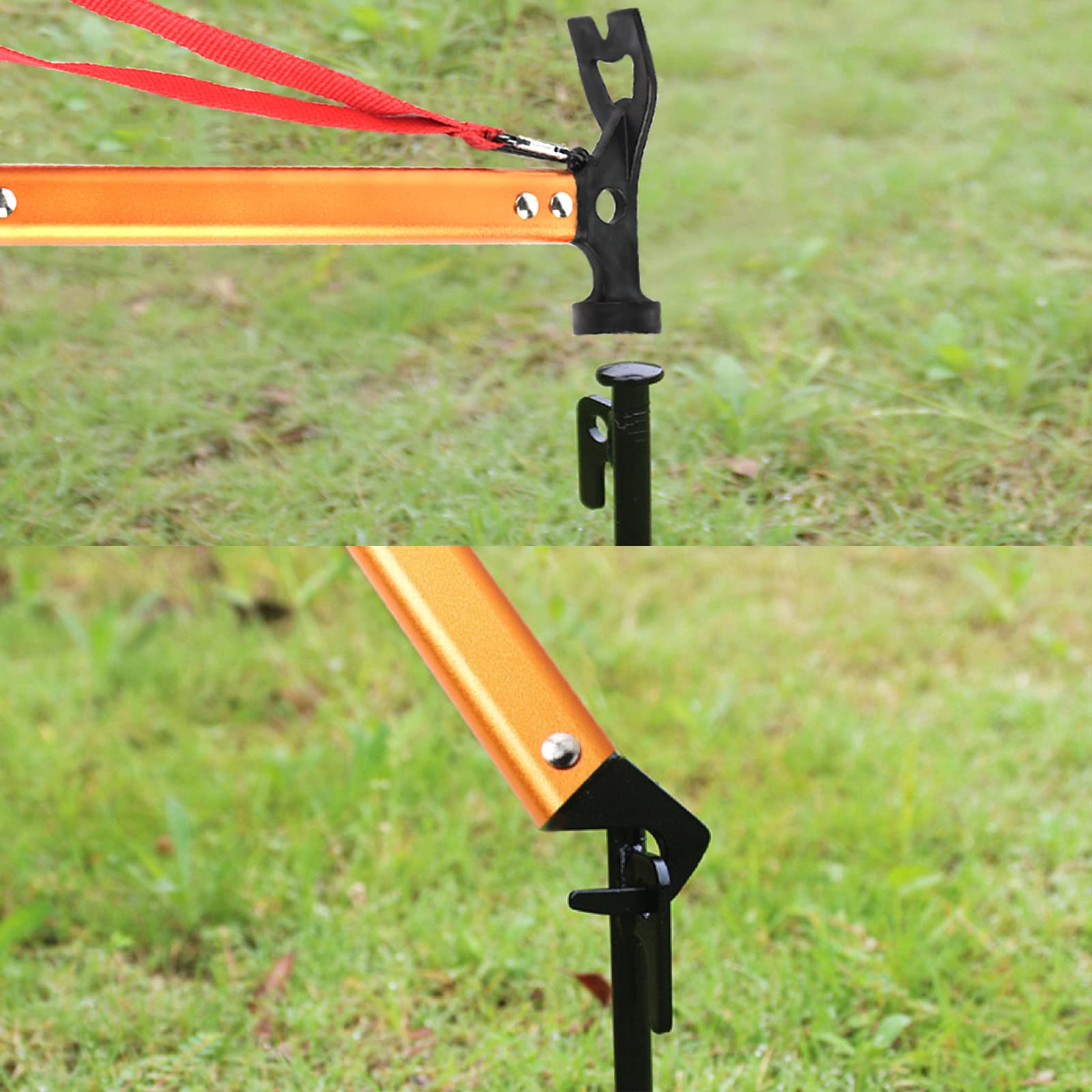 Carbon Steel Aluminum Camping Hammer, 12" Small Lightweight Three-in-One Functional Tent Stake Hammer for Hiking Kit Orange