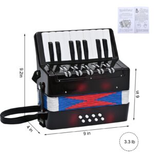 AIMEIS Kids Accordion 17 Piano Keys 8 Bass Button Accordion,Mini Accordian Musical Instrument Gifts for Child Adults (Black)