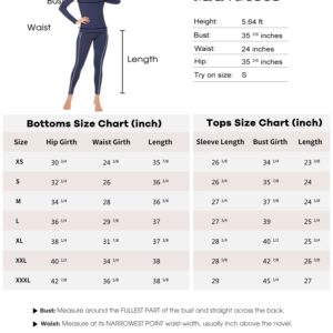 MANCYFIT Thermal Underwear for Women Long Johns Thermal Sets Contrast Color Stitching Base Layer Women Cold Weather Navy and White lines Small