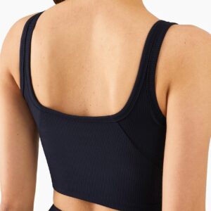 Chilylori Women's Seamless Sports Bra Workout Crop Top Tank Tops for Women Long Lined Sports Bra Ribbed Crop Top Fitness Bra Top Workout Tops for Women Sports Bra Black XXL