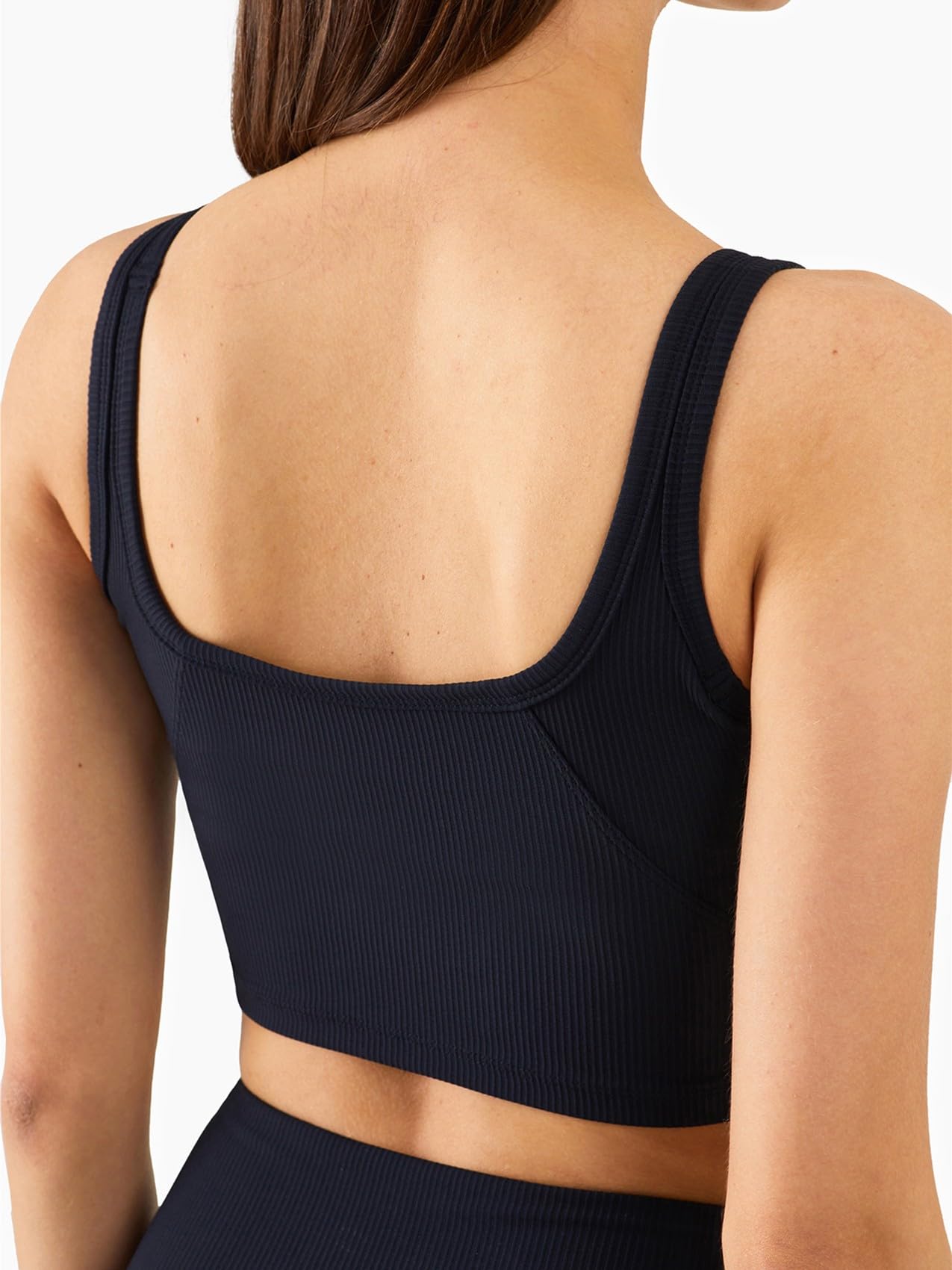 Chilylori Women's Seamless Sports Bra Workout Crop Top Tank Tops for Women Long Lined Sports Bra Ribbed Crop Top Fitness Bra Top Workout Tops for Women Sports Bra Black XXL