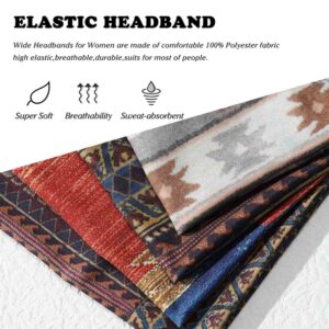 Olbye Boho Headbands Women Wide Head Bands Turban Elastic Nonslip Hairbands Workout Yoga Hair Scarfs Running Sweatband African Bohemian Head Wraps Fashion Hair Accessories for Women (D-Bohemian)