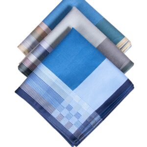 SrffbreMeOly Mens 100% Soft Cotton Handkerchiefs Plaid Hanky Pocket Square Hankies 3Pcs