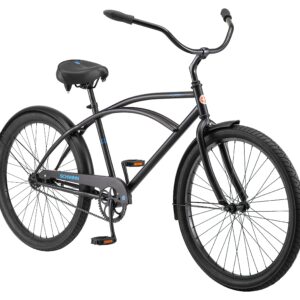 Schwinn Huron Beach Cruiser Bike for Adult, Single Speed, Coaster Brake, 26-Inch Wheels, 18-Inch Steel Frame, Full Front & Rear Fenders, Classic Handlebar, Black