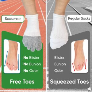 ss soxsense Toe Socks for Men and Women Athletic Running Five Finger Socks with Premium Cotton LightWeight (Size 6-14) (US, Alpha, Large, Regular, Regular, Black)