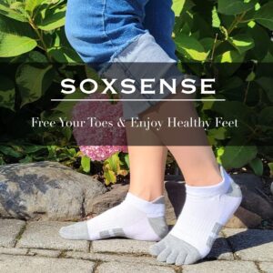 ss soxsense Toe Socks for Men and Women Athletic Running Five Finger Socks with Premium Cotton LightWeight (Size 6-14) (US, Alpha, Large, Regular, Regular, White)