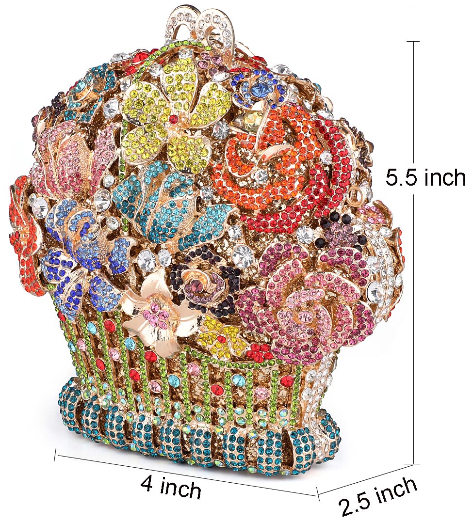 MOSSMON Flower Crystal Evening Clutch Bag Elegant Bride Wedding Party Purse for Women