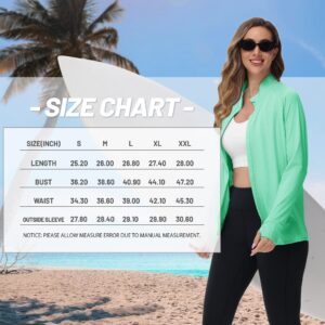 TACVASEN Women's Athletic Jackets UV Protection Shirts Running Jackets for Women UPF 50+ Long Sleeve Activewear Golf Shirt Mint Green