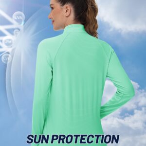 TACVASEN Women's Athletic Jackets UV Protection Shirts Running Jackets for Women UPF 50+ Long Sleeve Activewear Golf Shirt Mint Green