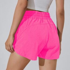 BMJL Women's Workout Short High Waisted Gym Running Short Summer Plus Size Sporty Athletic Short Pants(M,Hot Pink)