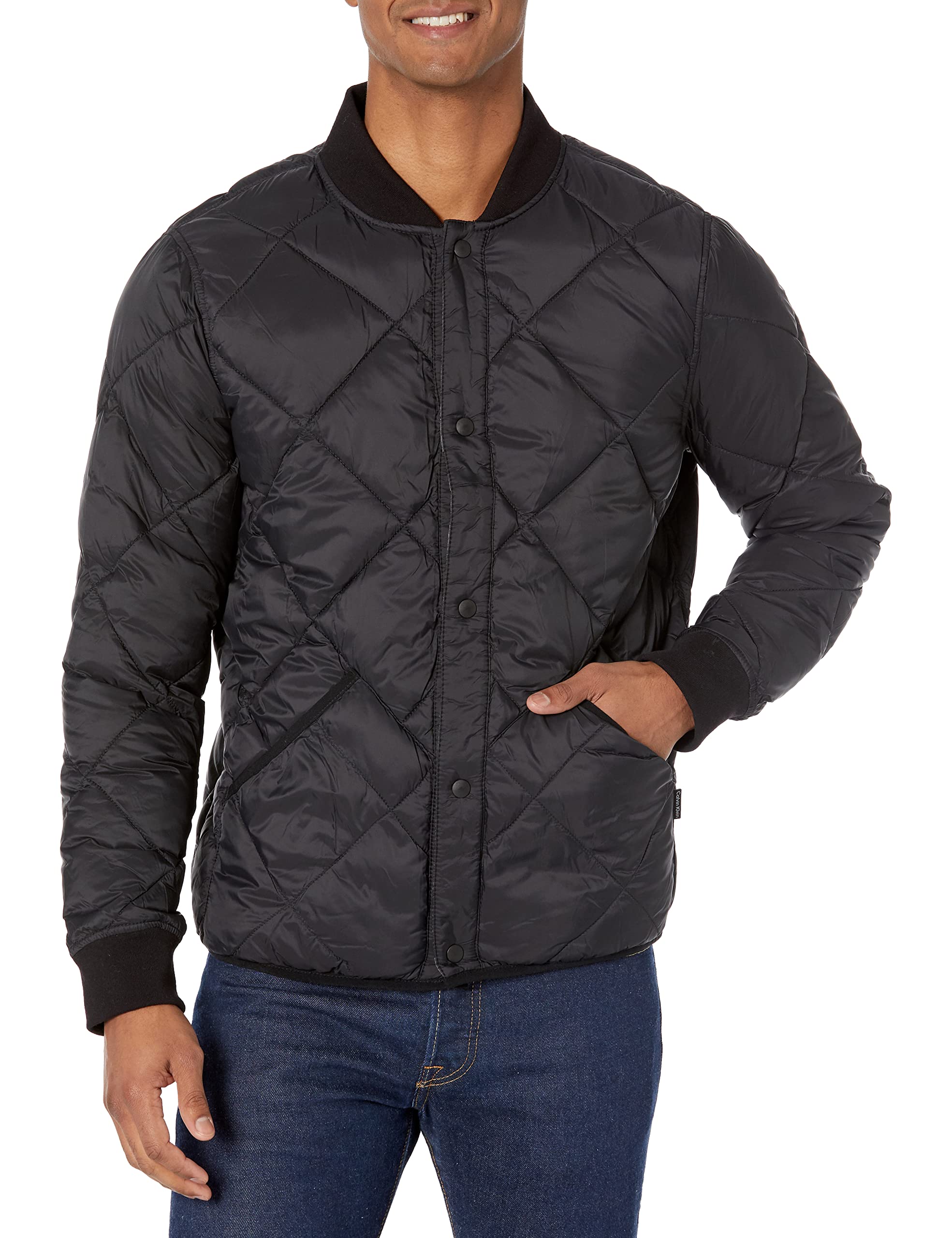 Calvin Klein Men's Reversible Diamond Quilted Jacket, Black, Large