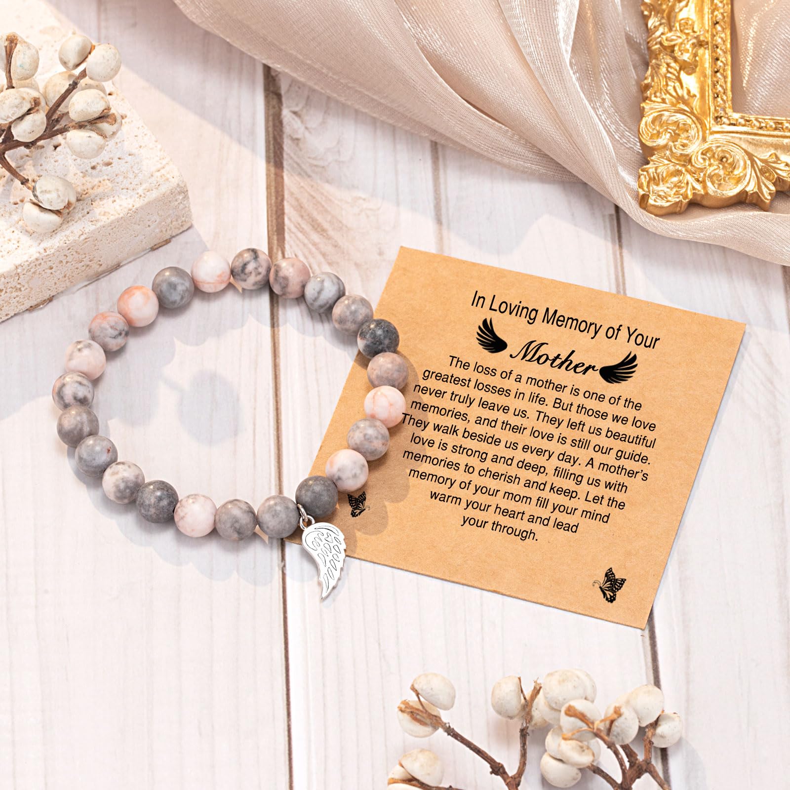 UPROMI Sympathy Gifts for Loss of Mom, Sympathy Bracelet Bereavement Remembrance Gifts, Memorial Jewelry Condolence Grief Gifts for Loss of Mother, Sorry for Your Loss Gift