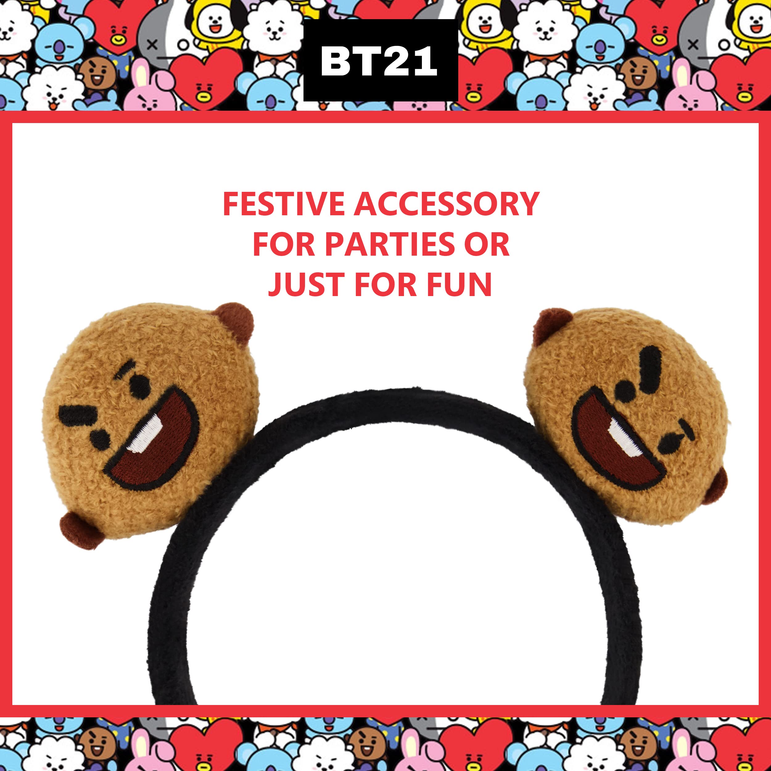 BT21 LINE FRIENDS 3D Plush Embroidered Womens Headband, SHOOKY, One Size